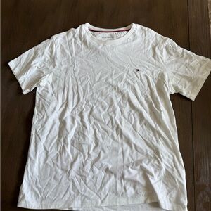 Tommy Hilfiger White Short Sleeve Crew Neck Tee with Flag Logo